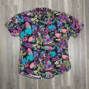 Molokai Surf Co Neon Floral Short Sleeve Button Down Shirt Size XXL